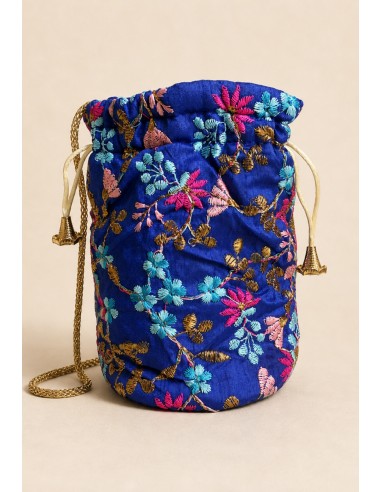 Bombonera azul royal con bordado floral | Complementos Invitada
