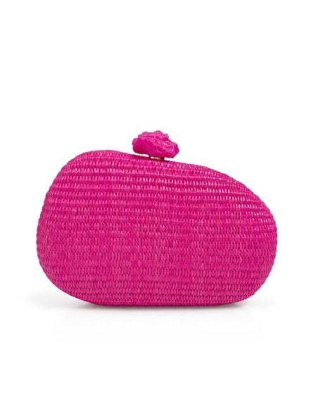 Bolso de fiesta ovalada rafia - fucsia - foto 1