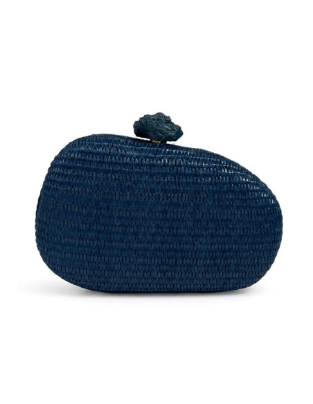 Bolso de fiesta ovalada rafia - azul marino - foto 1