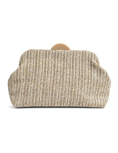 Cartera de fiesta de rafia trenzada - beige - foto 1
