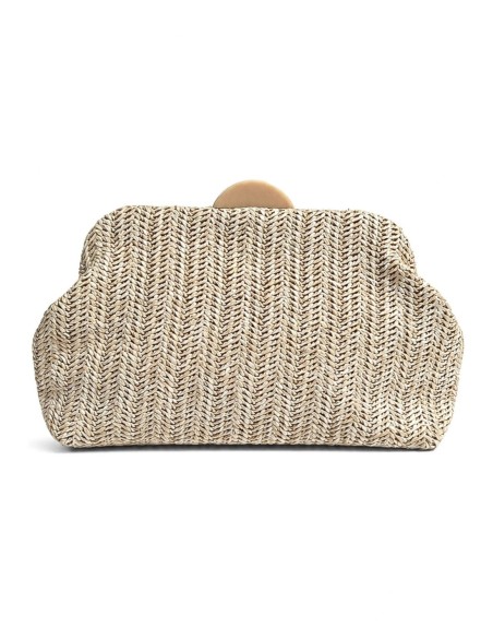 Cartera de fiesta de rafia trenzada - beige - foto 1