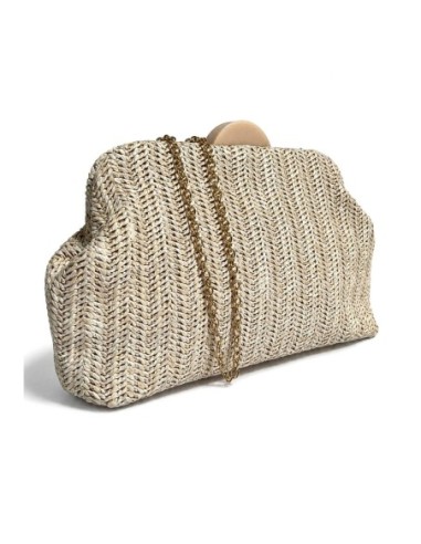 Cartera de fiesta de rafia trenzada - beige - foto 3