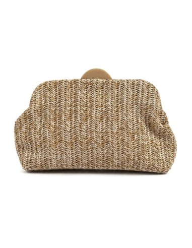 Cartera de fiesta de rafia trenzada - camel - foto 1