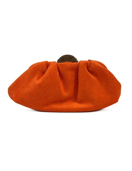 Bolso de fiesta fruncido con cierre metálico - naranja - foto 1