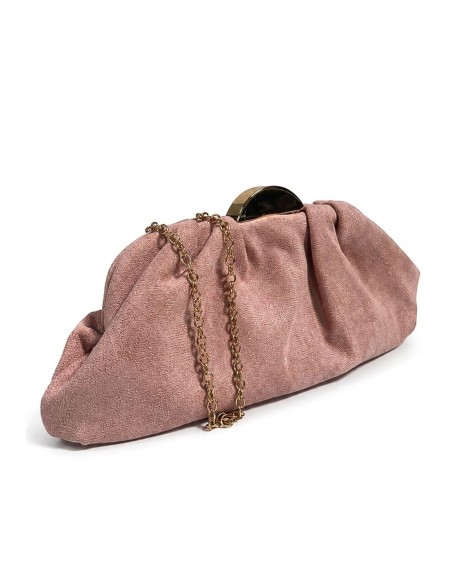 Bolso de fiesta fruncido con cierre metálico - rosa palo - foto 2