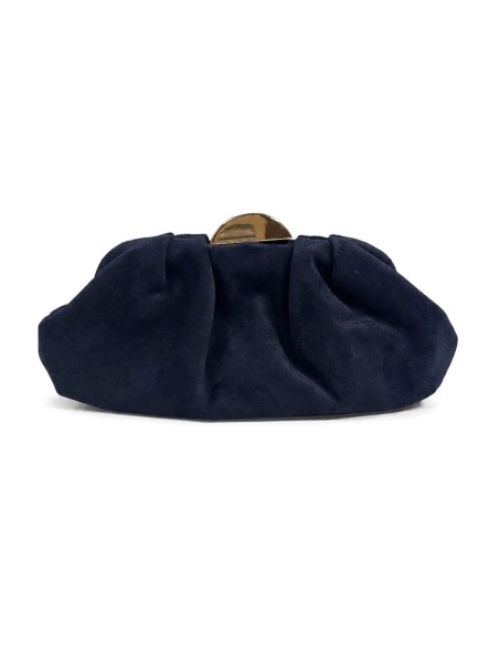 Bolso de fiesta fruncido con cierre metálico - azul marino - foto 1