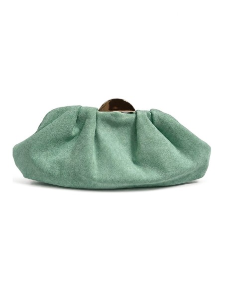 Bolso de fiesta fruncido con cierre metálico - verde agua - foto 1