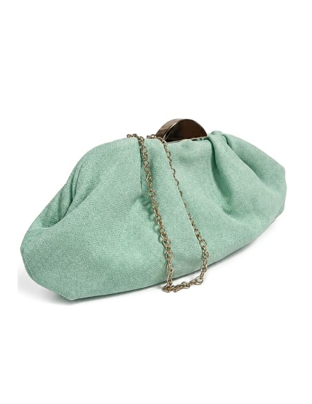 Bolso de fiesta fruncido con cierre metálico - verde agua - foto 2