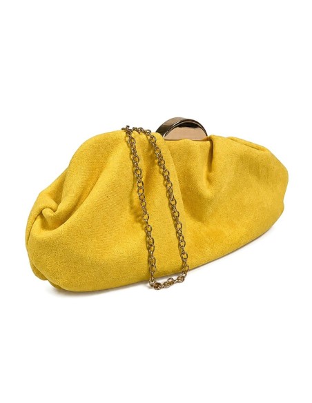 Bolso de fiesta fruncido con cierre metálico - amarillo claro - foto 2