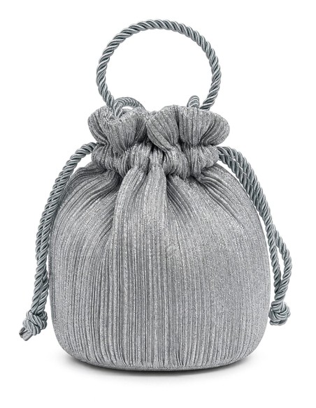 Bolso de fiesta bombonera plisada con asa de cordón - plata - foto 1
