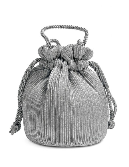 Bolso de fiesta bombonera plisada con asa de cordón - plata - foto 4