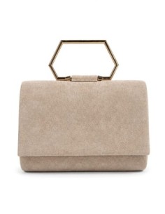 Cartera de fiesta efecto ante con asa geométrica - beige - foto 1