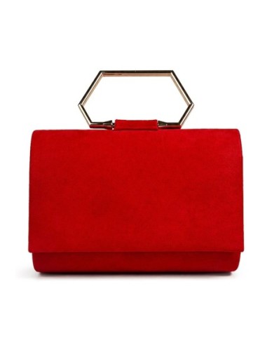 Cartera de fiesta efecto ante con asa geométrica - rojo - foto 1