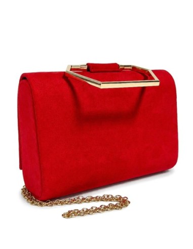 Cartera de fiesta efecto ante con asa geométrica - rojo - foto 3