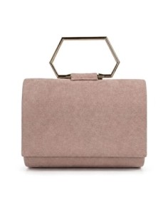 Cartera de fiesta efecto ante con asa geométrica - rosa palo - foto 1