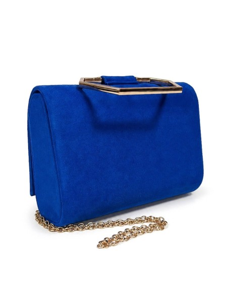 Cartera de fiesta efecto ante con asa geométrica - azulon - foto 3