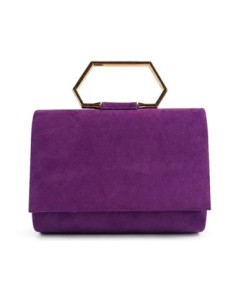 Cartera de fiesta efecto ante con asa geométrica - violeta - foto 1