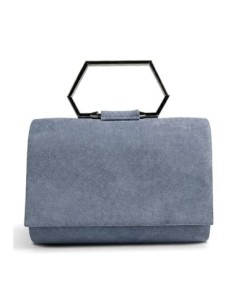 Cartera de fiesta efecto ante con asa geométrica - azul gris - foto 1
