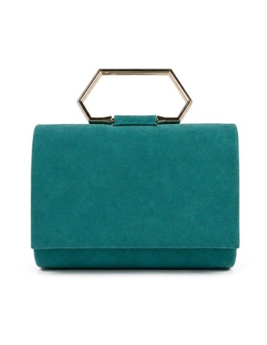Cartera de fiesta efecto ante con asa geométrica - esmeralda - foto 1