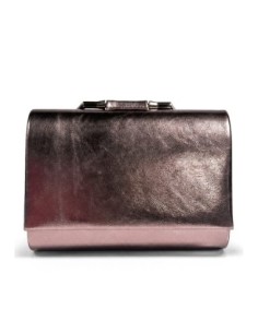 Cartera de fiesta polipiel metalizada con asa geométrica - gris - foto 1
