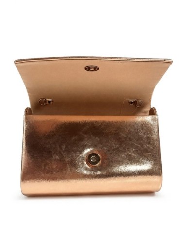 Cartera de fiesta polipiel metalizada con asa geométrica - champan - foto 4