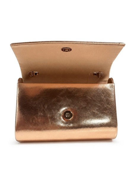 Cartera de fiesta polipiel metalizada con asa geométrica - champan - foto 4