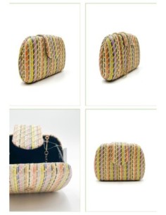 Bolso de fiesta trenzada multicolor - beige - foto 1 2