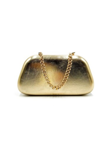 Bolso de fiesta metalizada con cadena - oro - foto 1