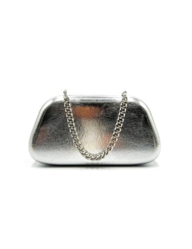 Bolso de fiesta metalizada con cadena - plata - foto 1