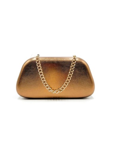 Bolso de fiesta metalizada con cadena - bronce - foto 1