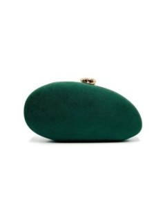 Cartera de fiesta ovalada efecto ante - verde botella - foto 1