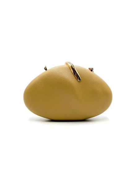 Bolso de fiesta ovalado efecto piel con cadena - camel claro - foto 1