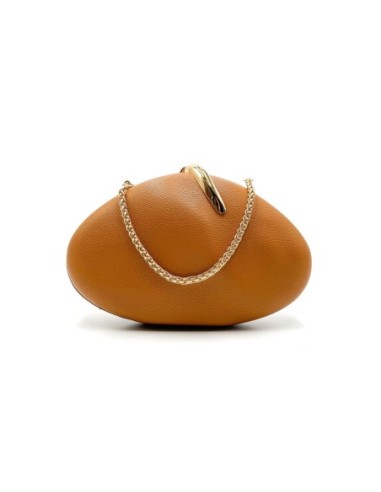Bolso de fiesta ovalado efecto piel con cadena - cuero - foto 1