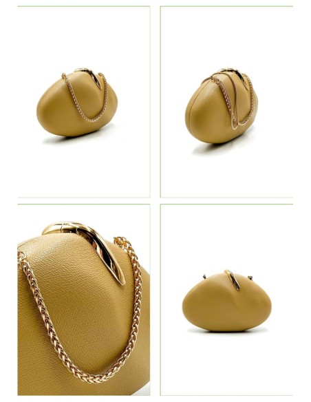 Bolso de fiesta ovalado efecto piel con cadena - cuero - foto 2