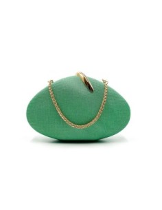 Bolso de fiesta ovalado con cadena - verde hierba - foto 1