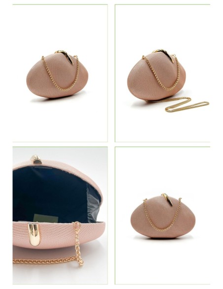 Bolso de fiesta ovalado con cadena - oro claro - foto 2