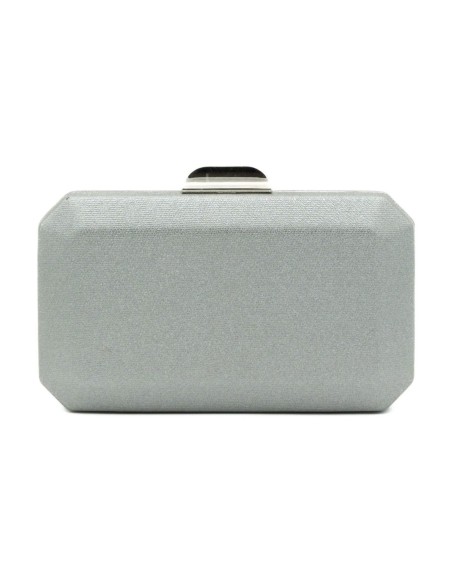 Bolso clutch rígida metalizada - gris - foto 1