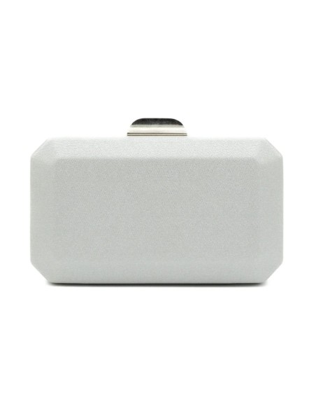 Bolso clutch rígida metalizada - plata - foto 1