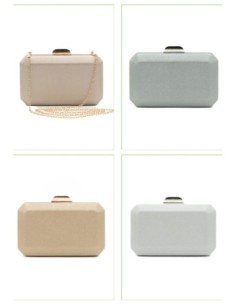 Bolso clutch rígida metalizada - plata - foto 1 2