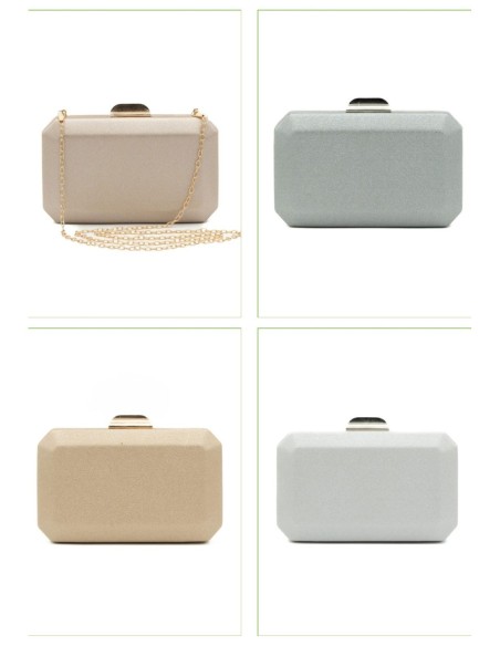 Bolso clutch rígida metalizada - oro claro - foto 2