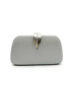Bolso de fiesta rígida con hoja dorada - plata - foto 1