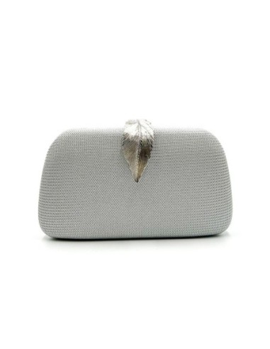 Bolso de fiesta rígida con hoja dorada - plata - foto 1