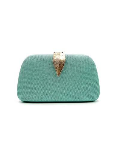 Bolso de fiesta rígida con hoja dorada - teal - foto 1