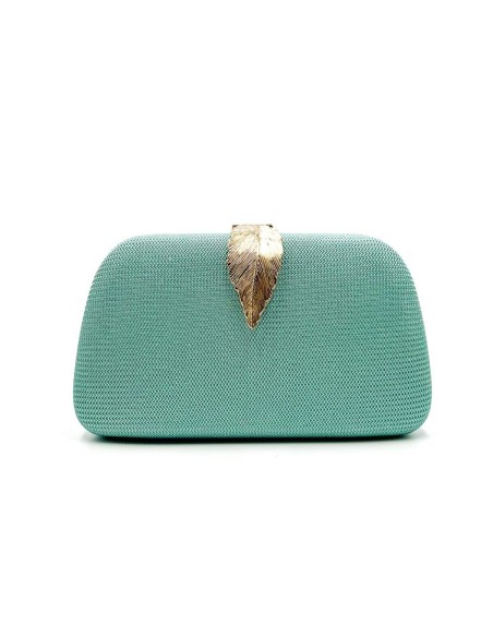 Bolso de fiesta rígida con hoja dorada - teal - foto 1