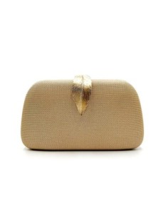 Bolso de fiesta rígida con hoja dorada - oro claro - foto 1
