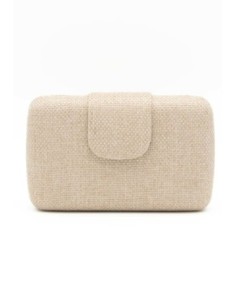 Bolso de fiesta rígida rafia con solapa - beige - foto 1