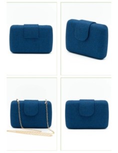 Bolso de fiesta rígida rafia con solapa - beige - foto 1 2