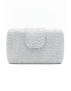 Bolso de fiesta rígida rafia con solapa - plata - foto 1
