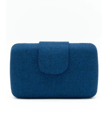 Bolso de fiesta rígida rafia con solapa - azul marino - foto 1