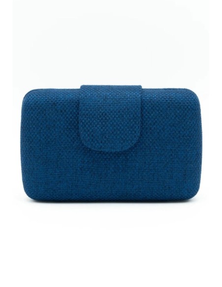 Bolso de fiesta rígida rafia con solapa - azul marino - foto 1